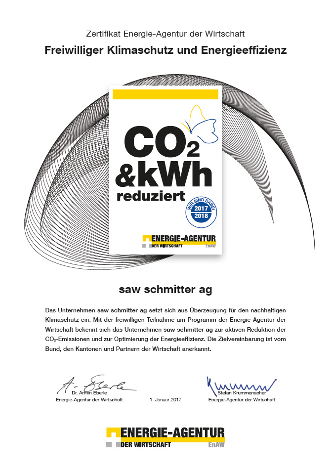 Auszeichnung für die SAW Gruppe von der Energie-Agentur der Wirtschaft für freiwilligen Klimaschutz und Energieeffizienz